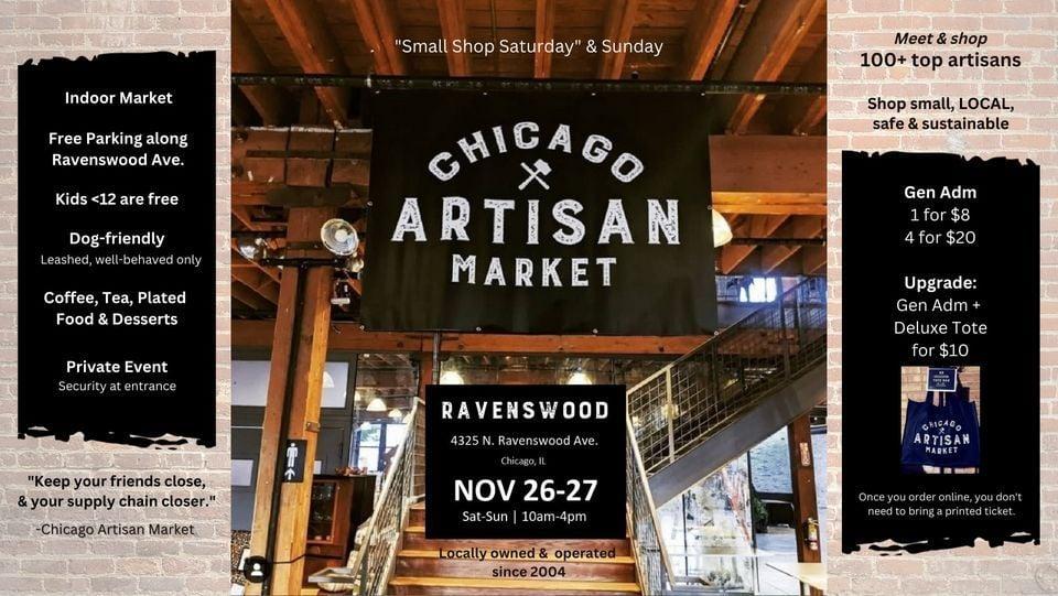 Chicago Artisan Market (Holiday Market) in Ravenswood (Sat-Sun, Nov 26-27)