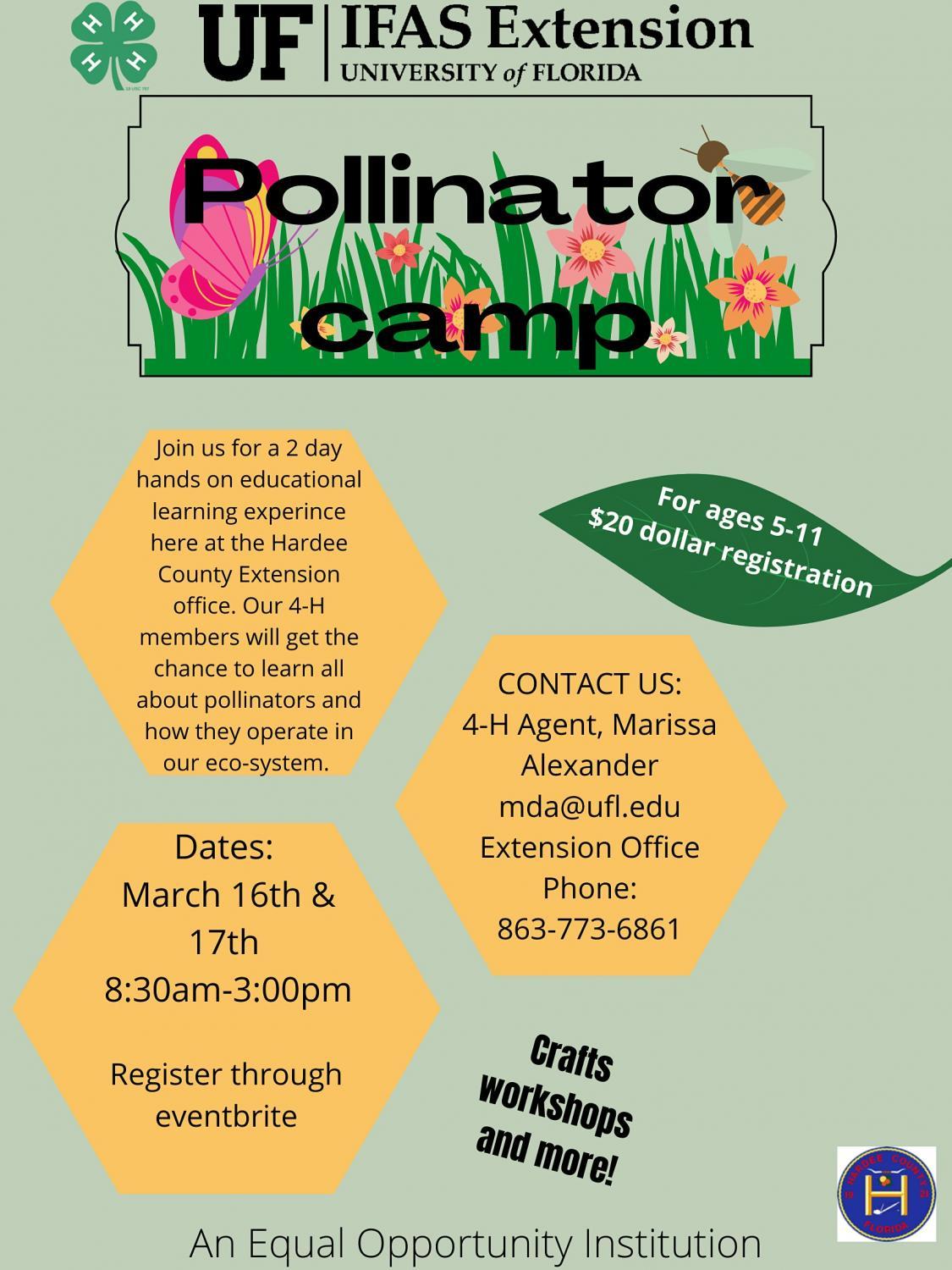 Pollinator 2 Day Camp- 2022 spring break