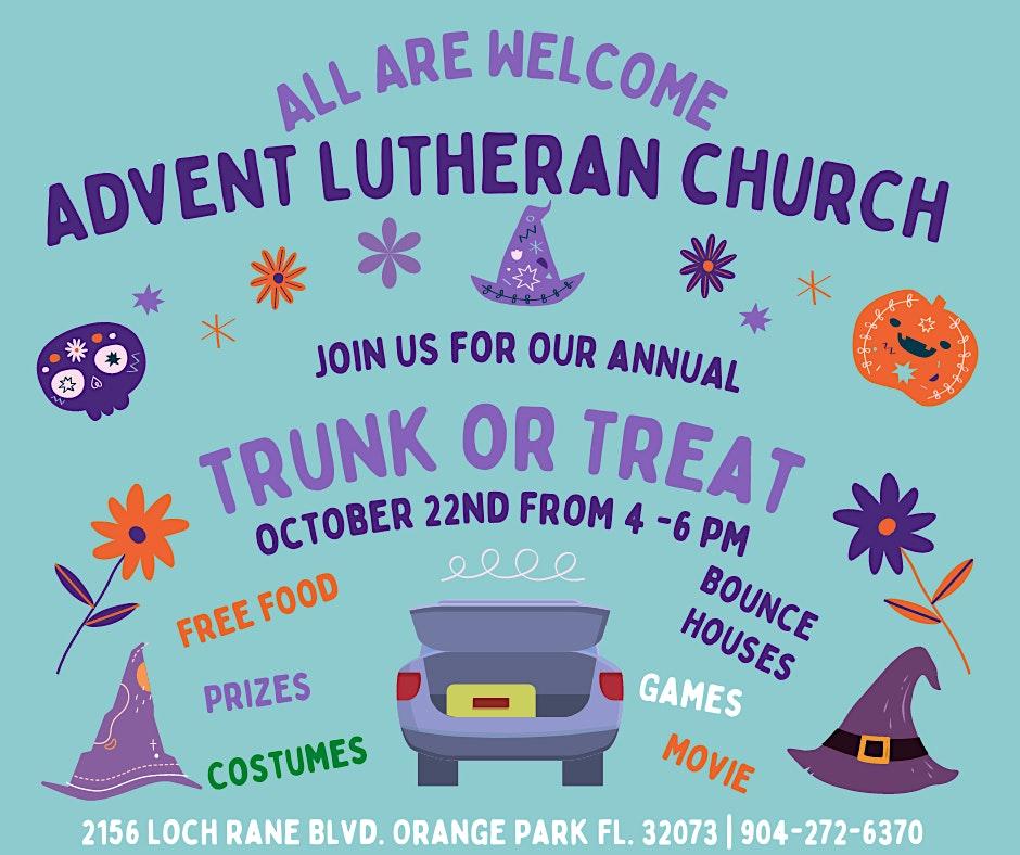 Trunk or Treat Festival in Advent Lutheran Church
Sat Oct 22, 7:00 PM - Sat Oct 22, 7:00 PM
in 3 days