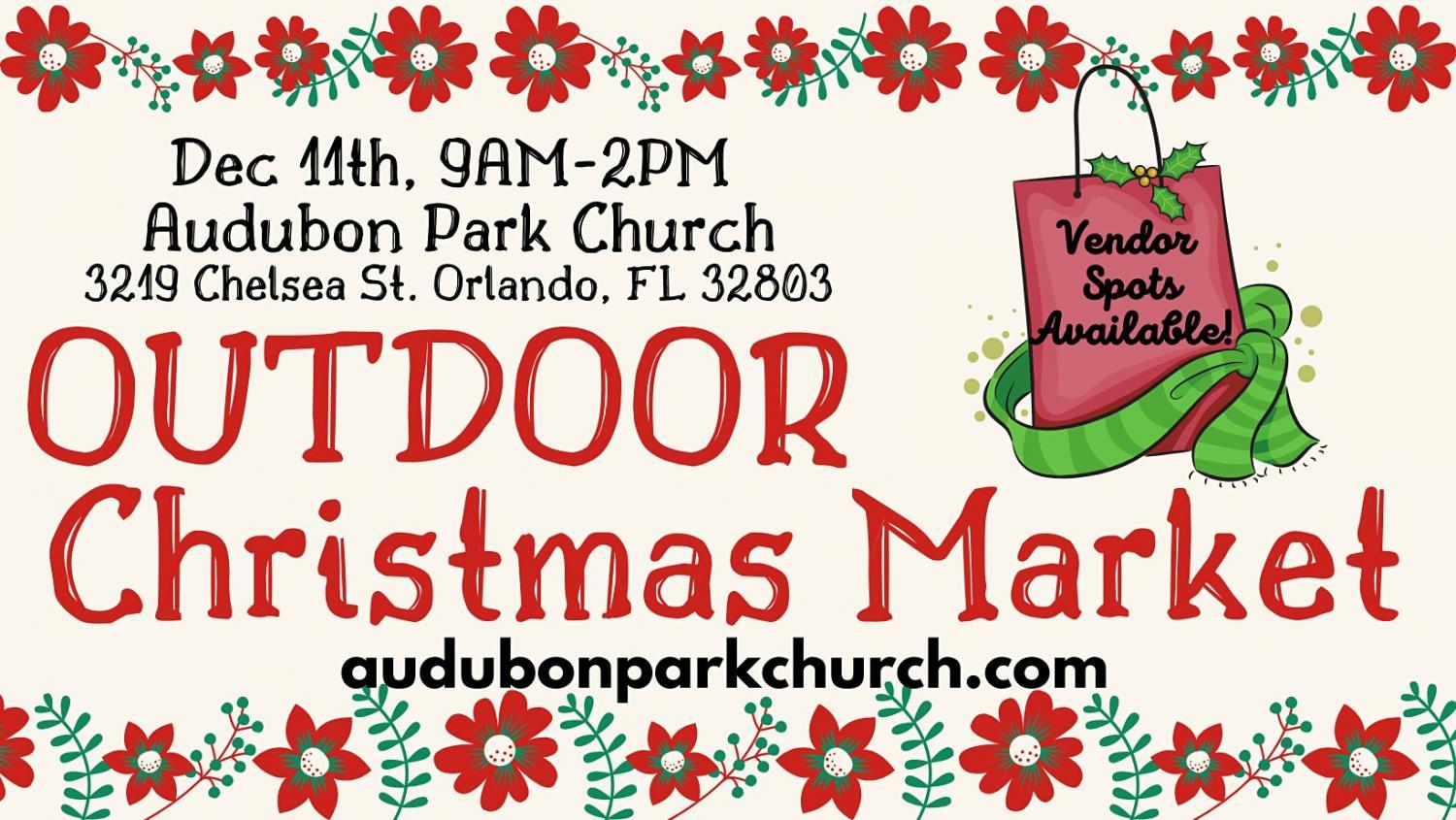 Christmas Outdoor Market Booth Space Rental at Audubon Park Church