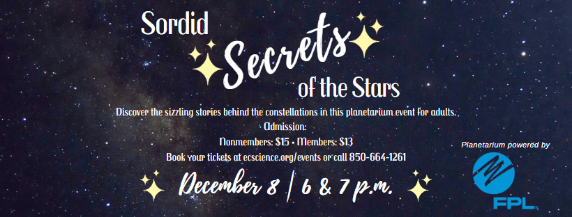 Planetarium Special Feature: Sordid Secrets of the Stars
Thu Dec 8, 6:00 PM - Thu Dec 8, 8:00 PM
in 50 days