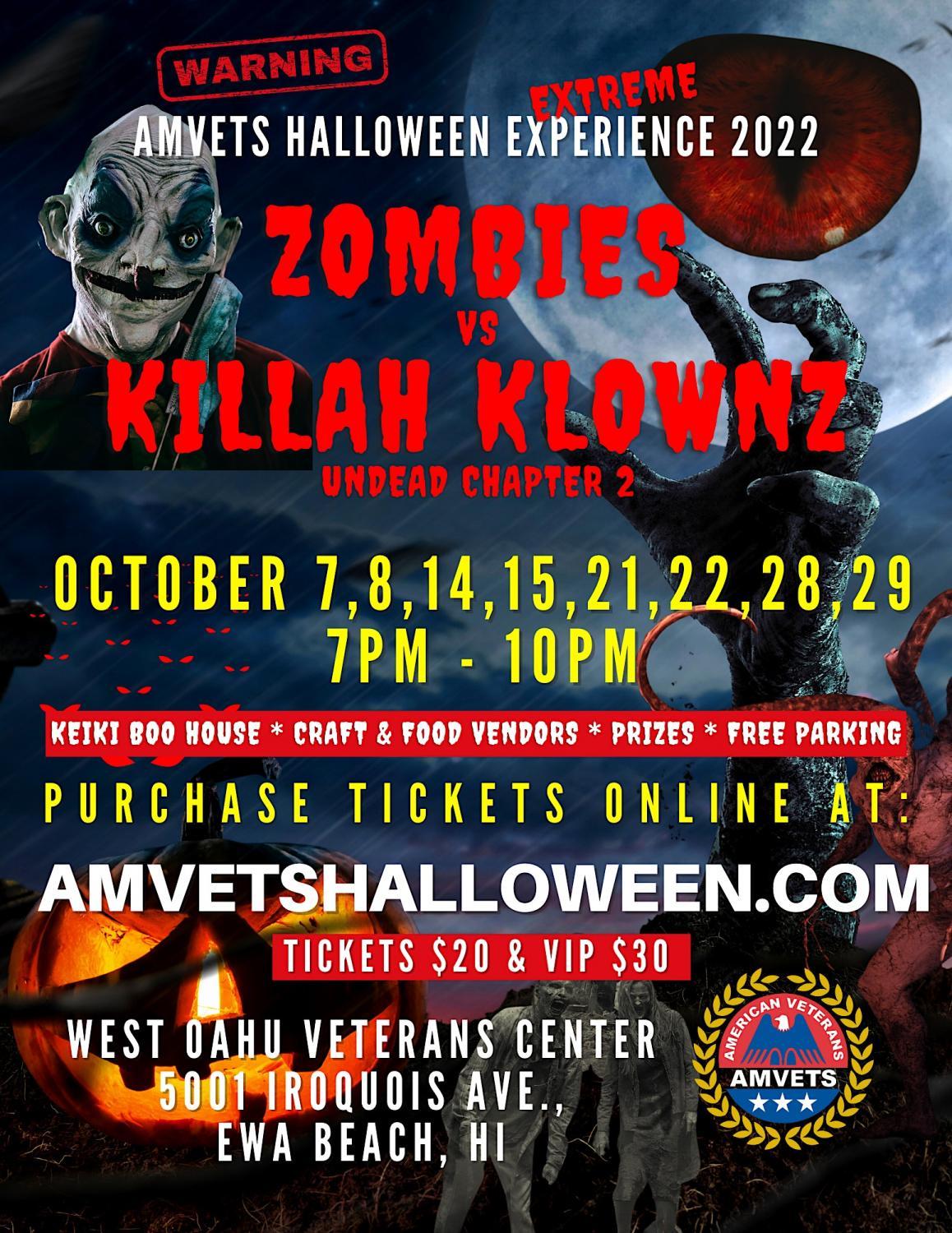 Halloween Extreme Experience - Zombies vs Killah Klownz Undead Chapter 2
Fri Oct 21, 7:00 PM - Fri Oct 21, 10:00 PM