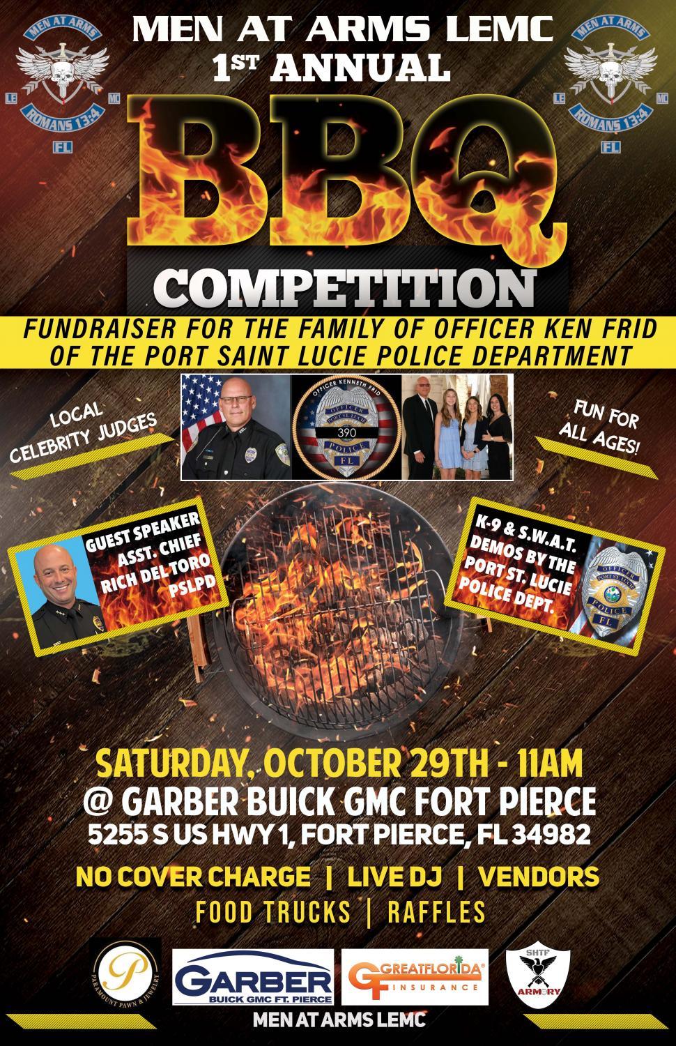 Men At Arms Law Enforcement Motorcycle Club 1st Annual BBQ Competition
Sat Oct 29, 11:00 AM - Sat Oct 29, 6:00 PM
in 9 days