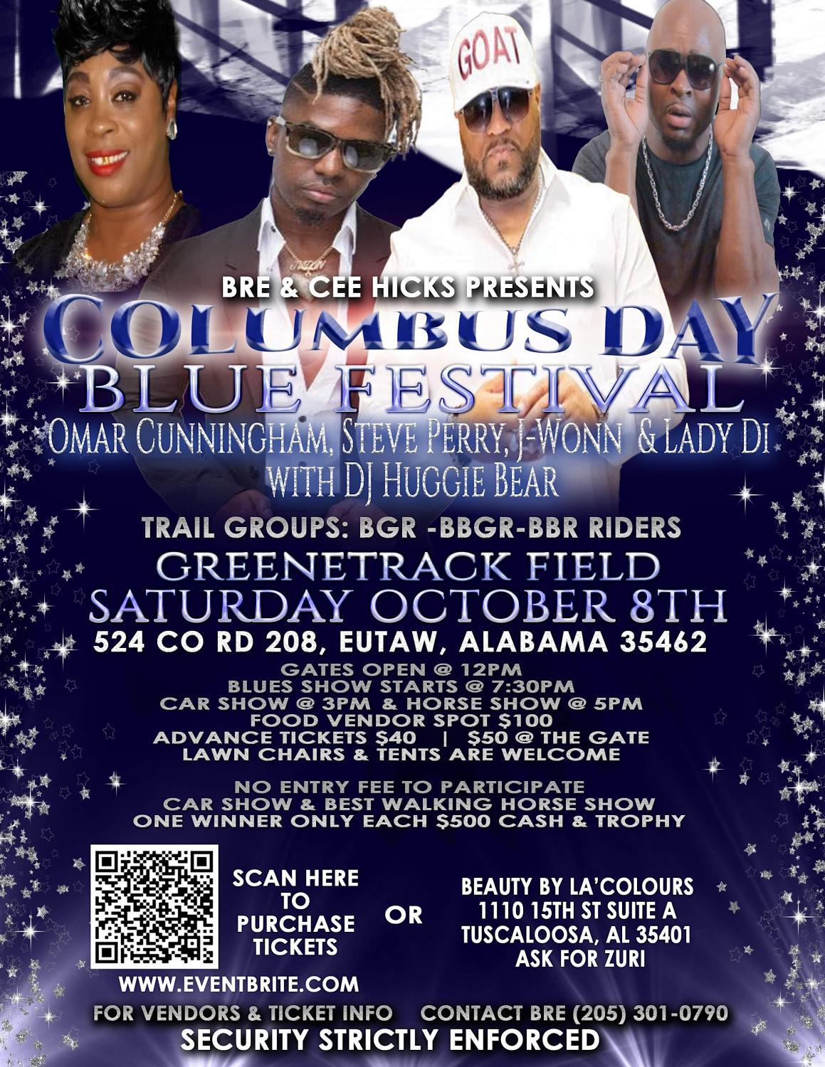 Columbus Day Blues Festival
Sat Oct 8, 12:00 PM - Sat Oct 8, 11:00 PM