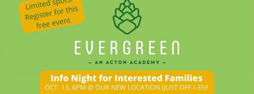 Evergreen Academy Info Night for Interested Families - Oct. 13