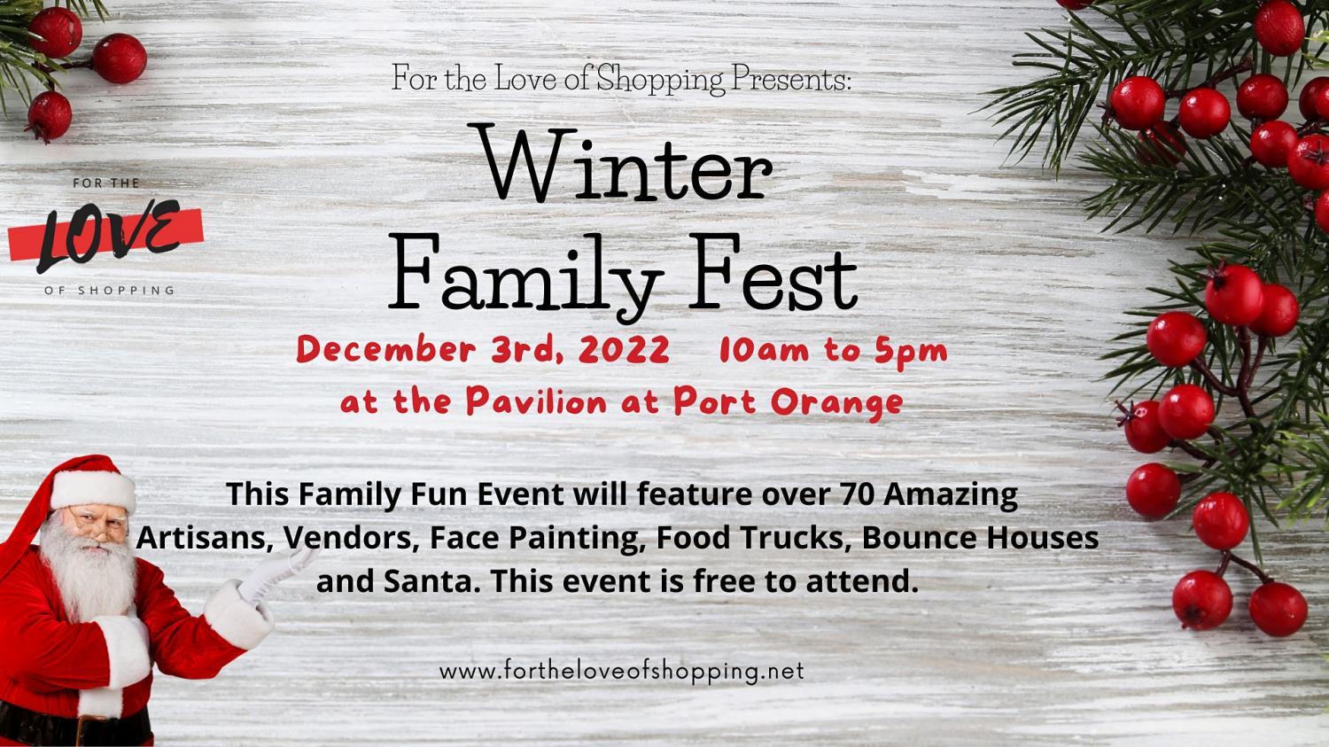Winter Family Fest
Sat Dec 3, 10:00 AM - Sat Dec 3, 5:00 PM
in 44 days