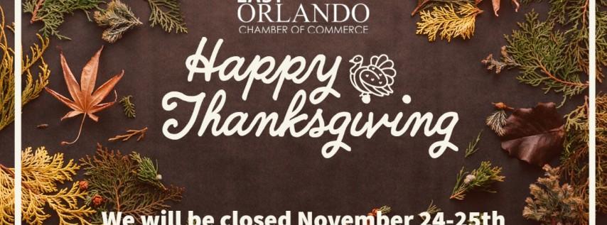 East Orlando Chamber Closed for Thanksgiving Holiday