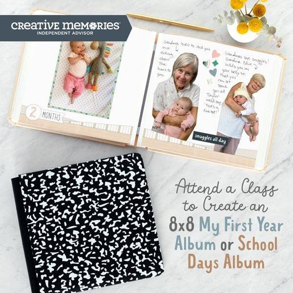 Beginner Baby or School Days 8x8 Scrapbook Album Class
