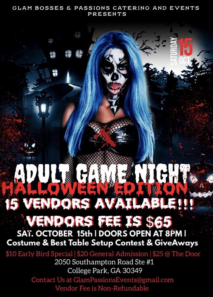 Adult Game Night Halloween Edition
Sat Oct 15, 8:00 PM - Sun Oct 16, 1:00 AM