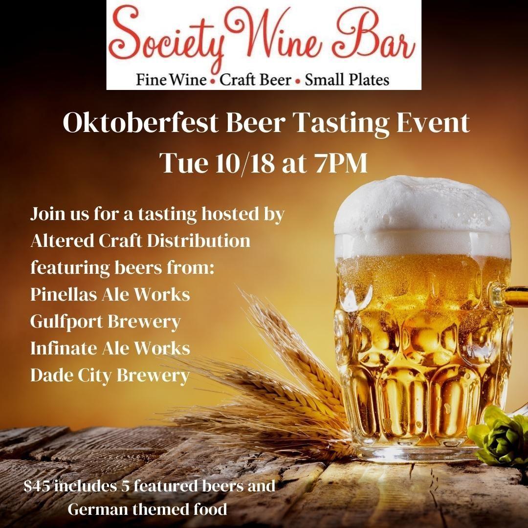 Oktoberfest Beer Tasting Event
Tue Oct 18, 7:00 PM - Tue Oct 18, 10:00 PM