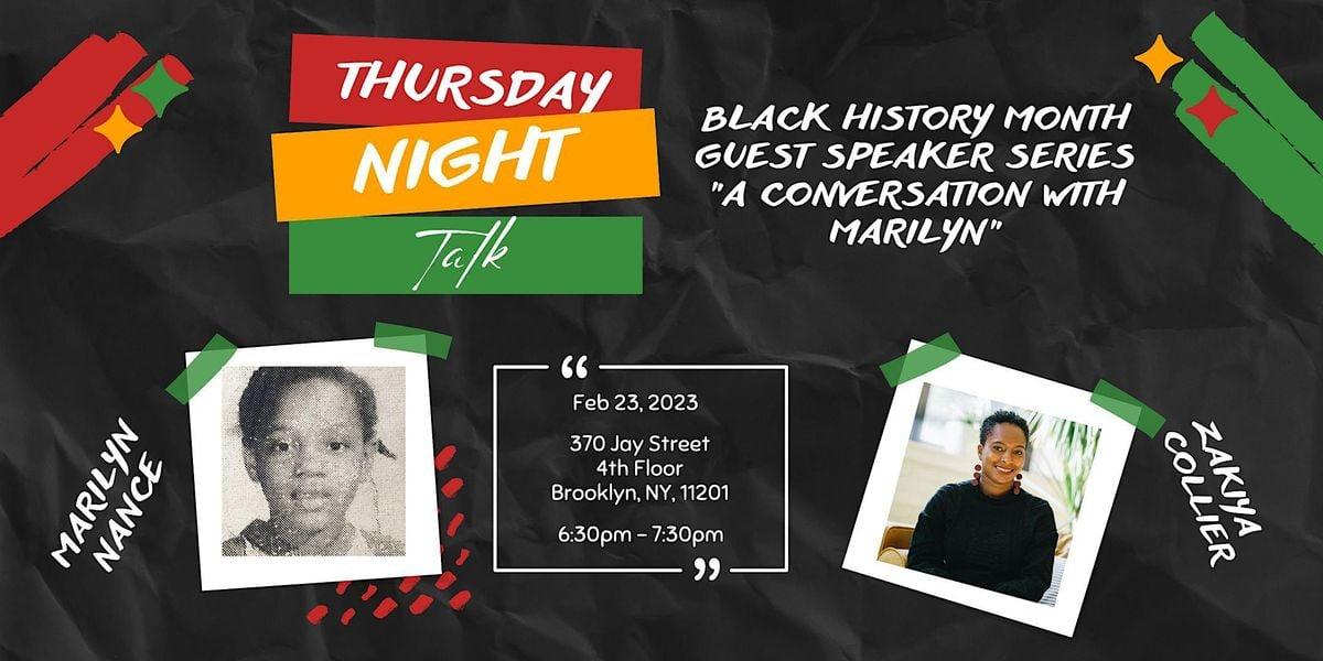 Thursday Night Talk/Black History Month Guest Series: Marilyn Nance